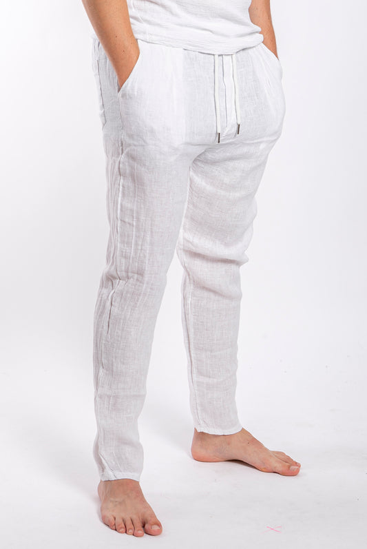Pánske ľanové nohavice - biele