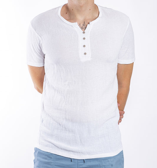 Pánske tričko bavlna a ľan - biele