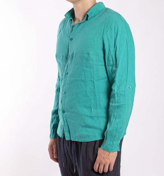 Pánska ľanová košeľa - zelená