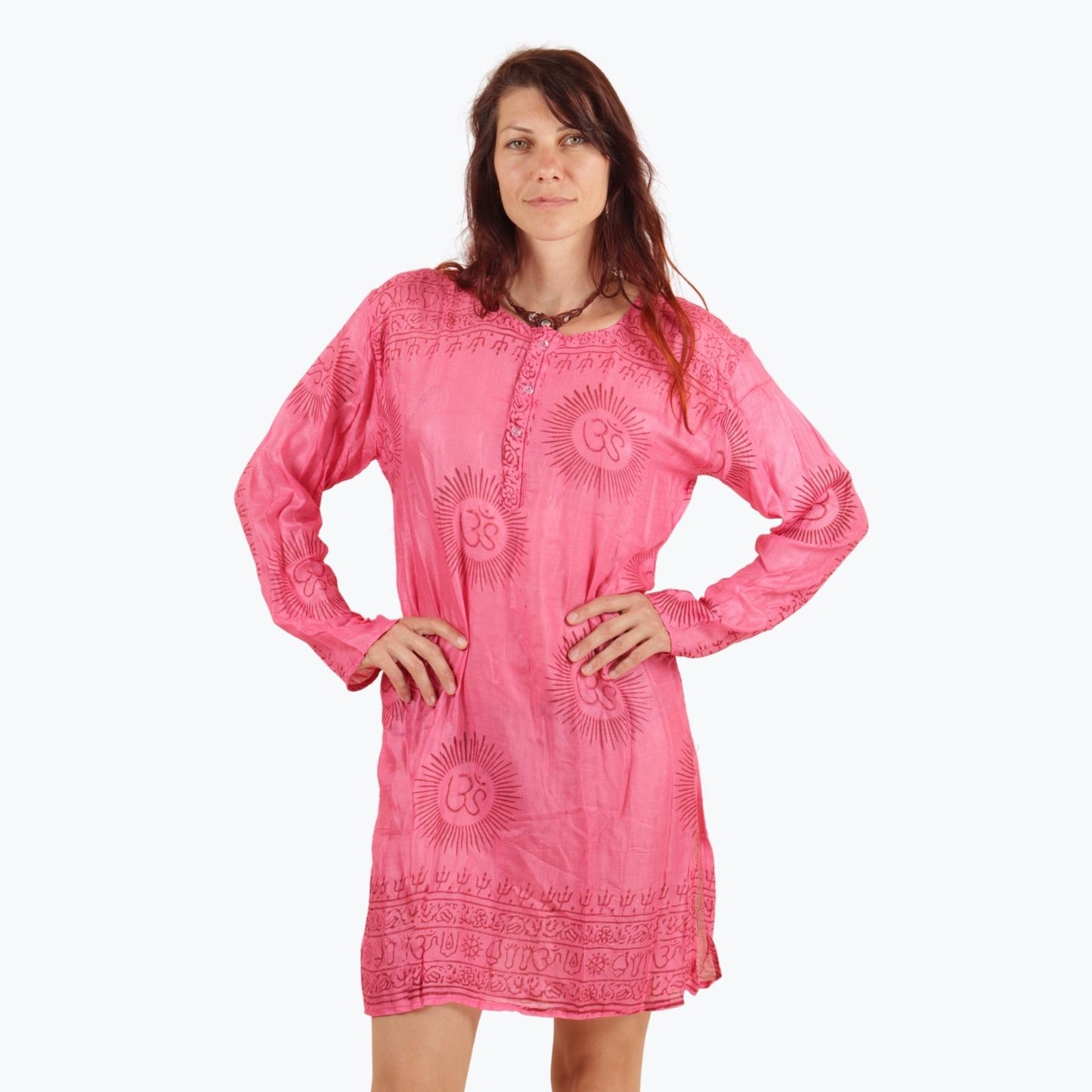 Košeľa dlhá Jaipur - Ružová
