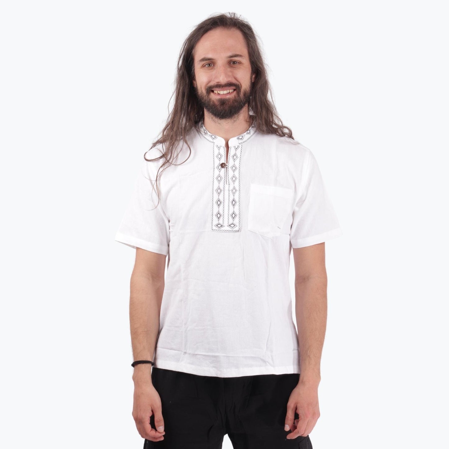 Shirt with Slavic embroidery - White