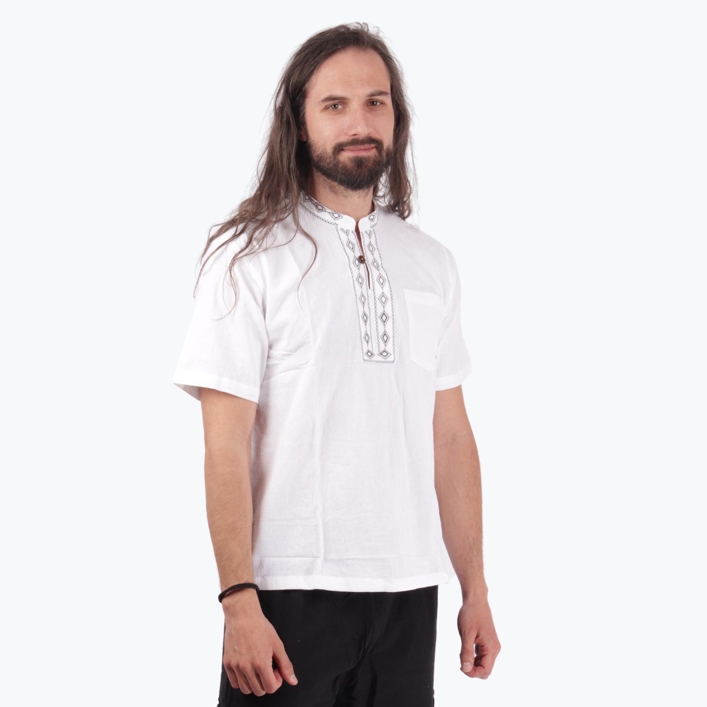 Shirt with Slavic embroidery - White